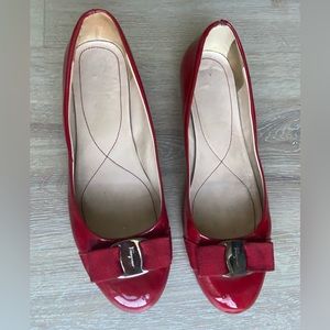 Ferragamo lipstick red ballerina flats